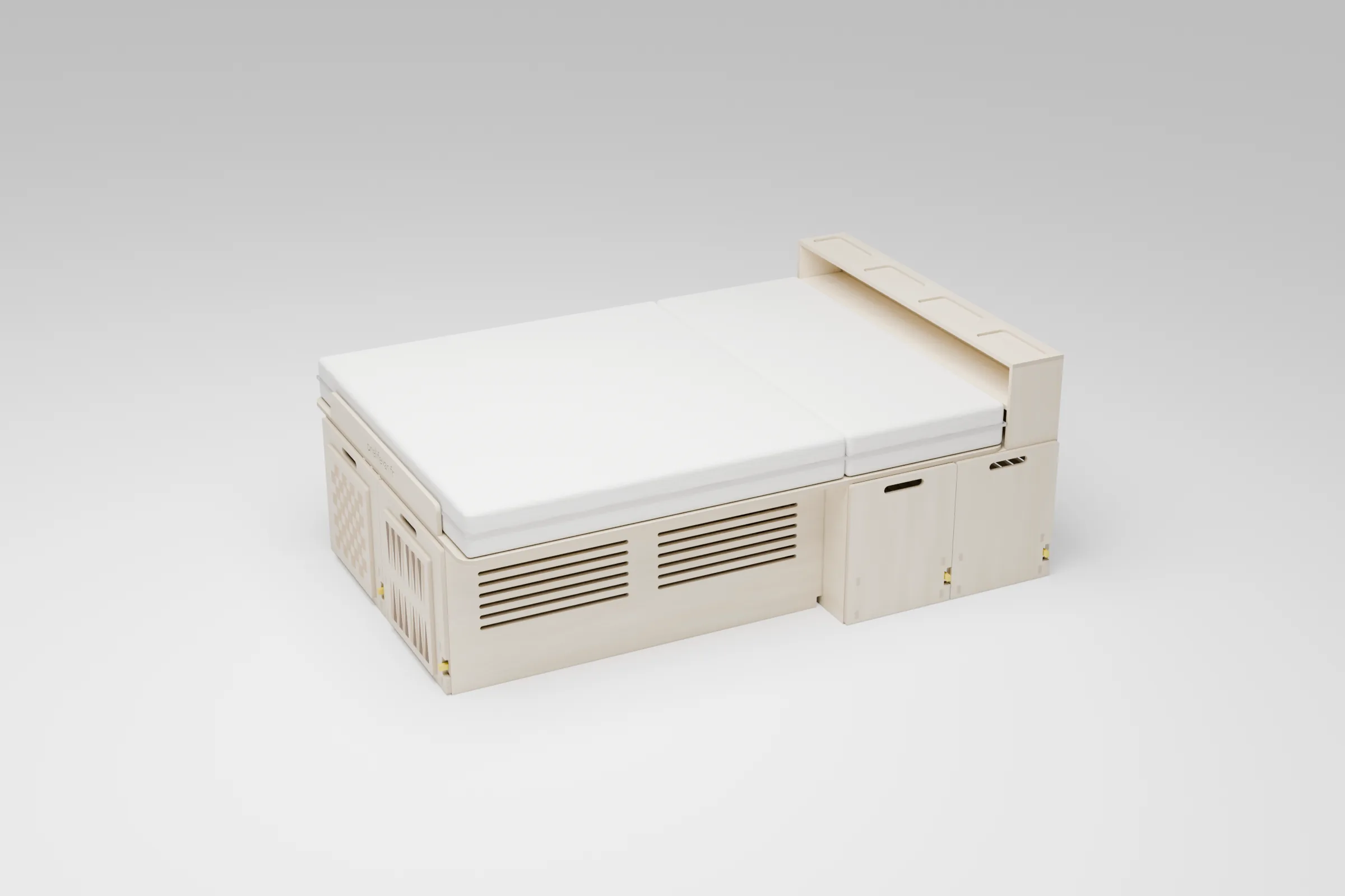 Kit Sunrise OneLifeVan, lit fermé avec matelas, kit flat-pack en contreplaqué bouleau pour van aménagé