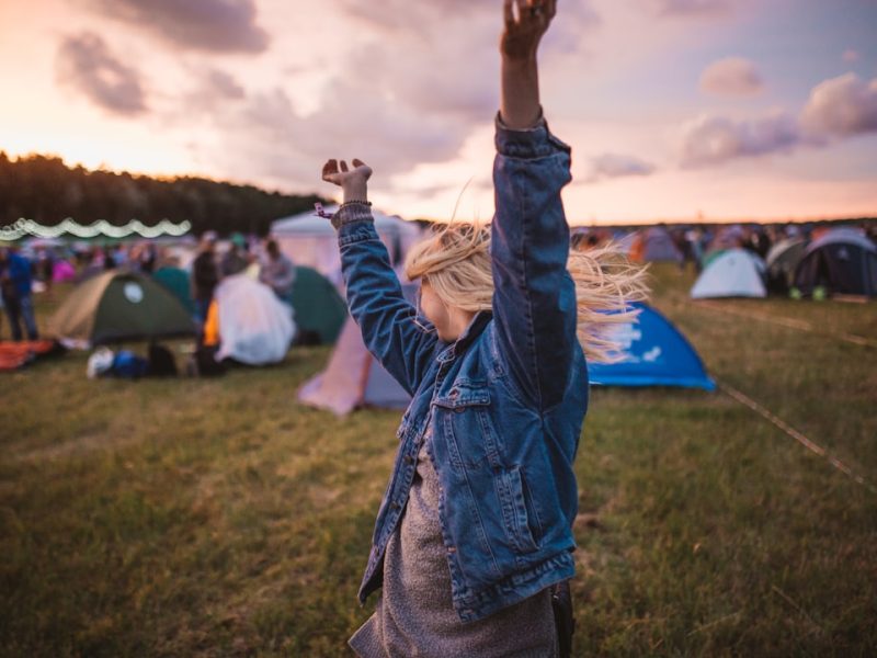 Van aménagé garé dans le camping d'un festival de musique en plein air au bord d'un lac, Eurockéennes 2026 presqu'île du Malsaucy