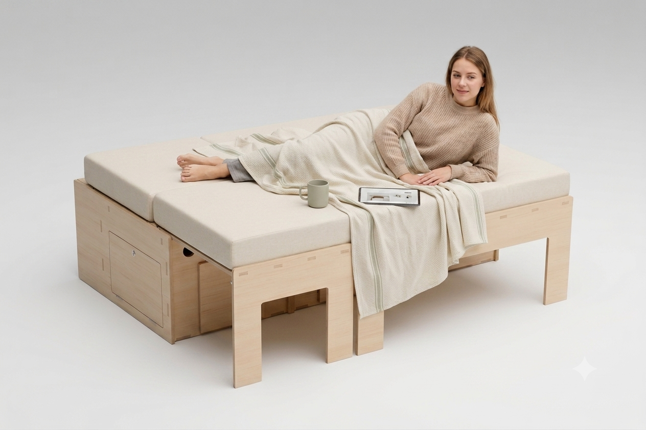 Femme allongée sur lit peigne